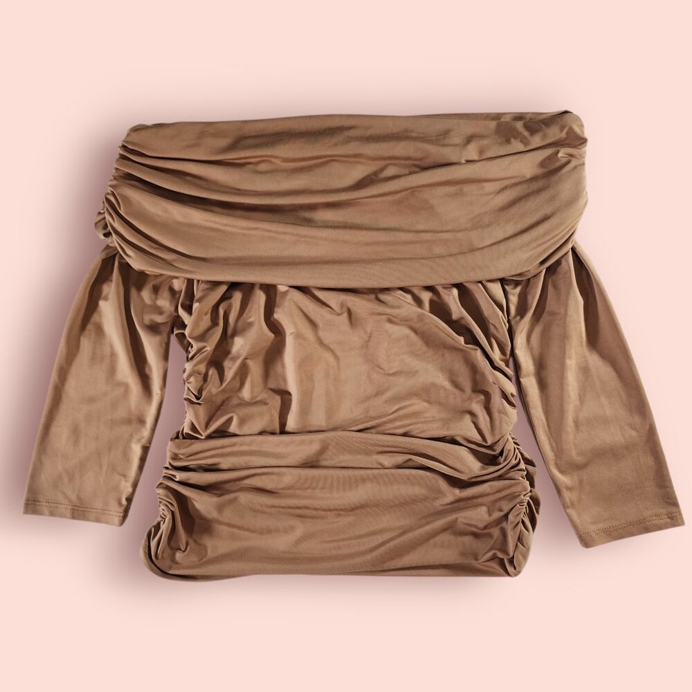 VTG y2k cha cha vente coquette goddess romantic off the shoulder Bardot top sz M